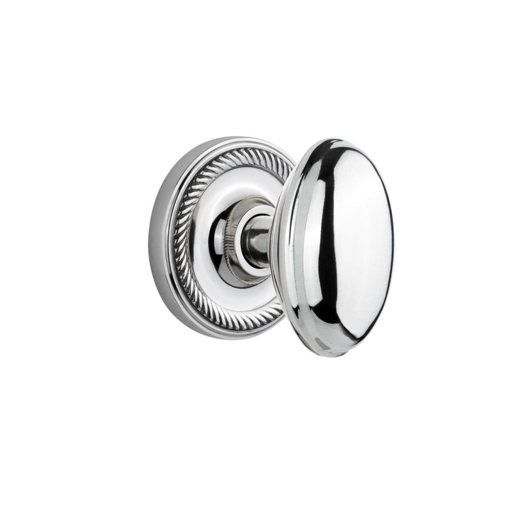 Nostalgic Warehouse ROPHOM Mortise Rope rosette with Homestead Knob in Bright Chrome